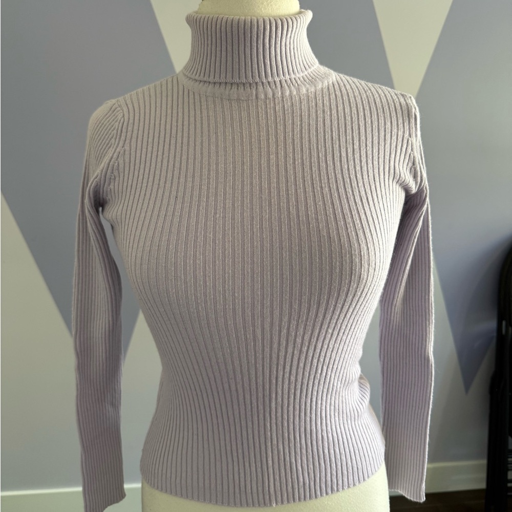 Vintage Lilac Ribbed Turtleneck Sweater